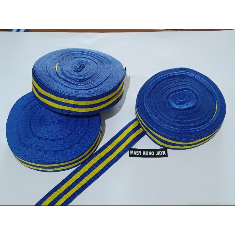 

(per Meter) BIRU KUNING PITA MEDALI LEBAR 3CM/TALI MEDALI/KALUNG MEDALI TERMURAH. Masy Koko Jaya