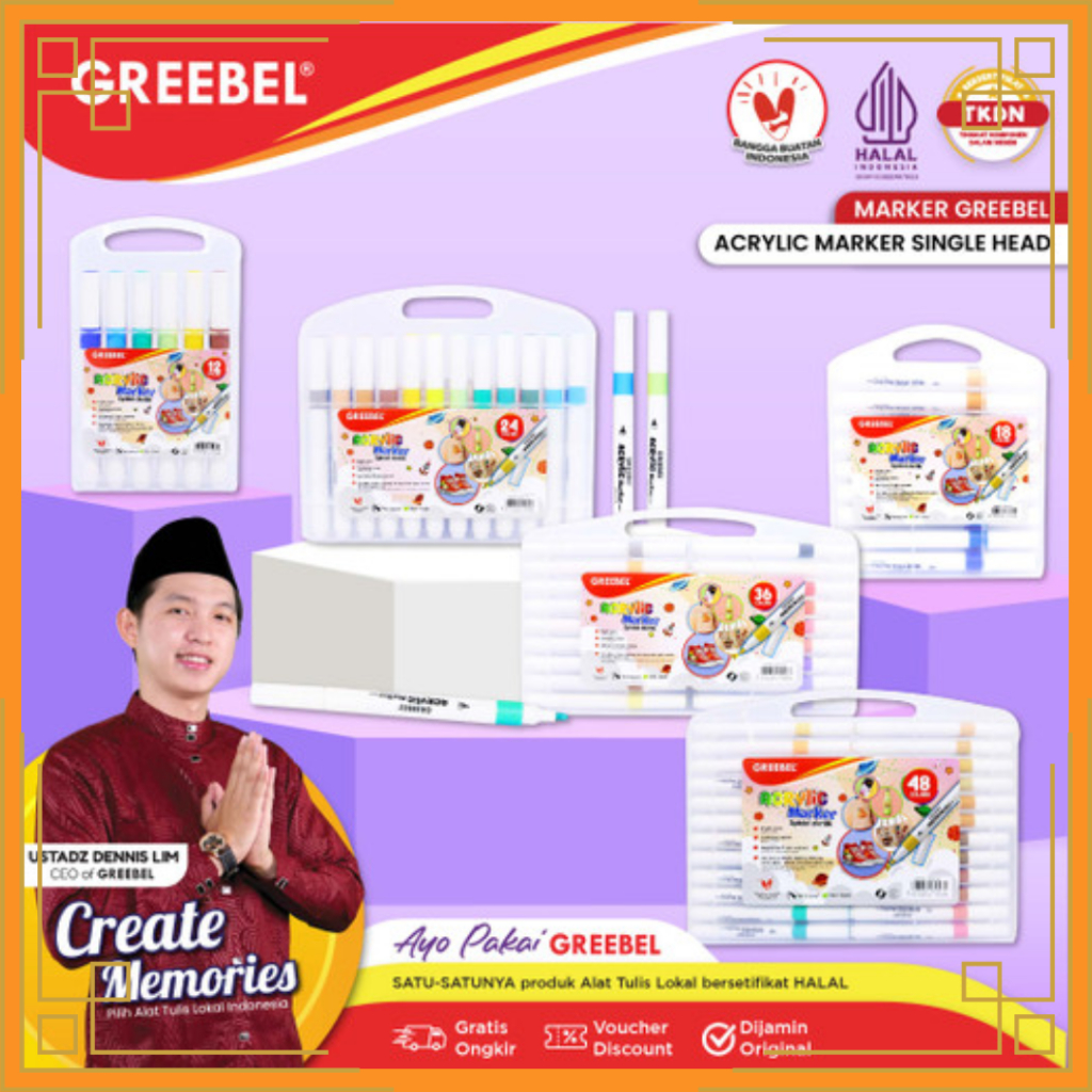 

GREEBEL Acrylic marker/spidol acrylic 12, 18, dan 24