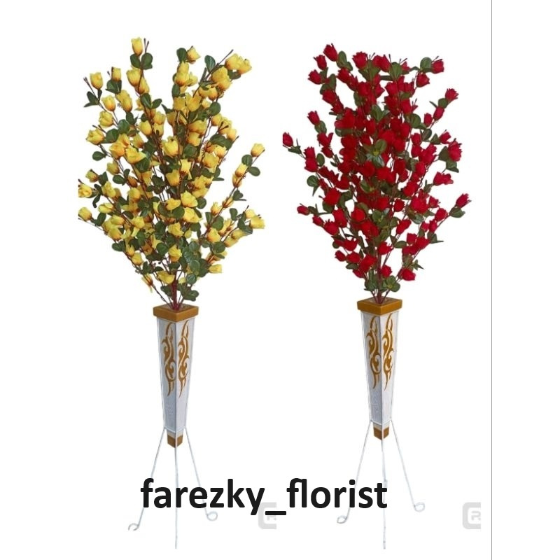 [bunga set pot] bunga mawar artificial jumbo 30 cabang set pot / bunga plastik / mawar tiruan / bung