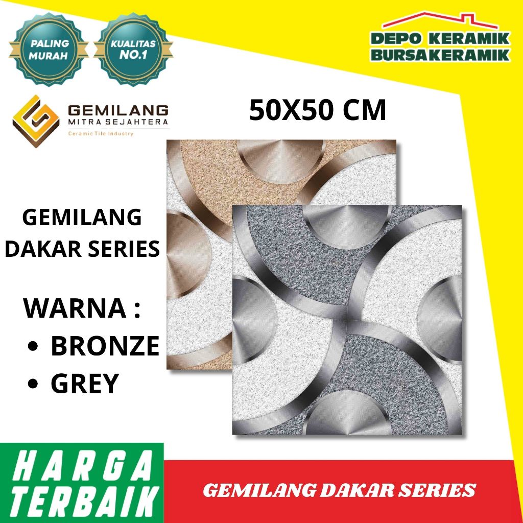 KERAMIK LANTAI GEMILANG 50X50 DAKAR SERIES MATT