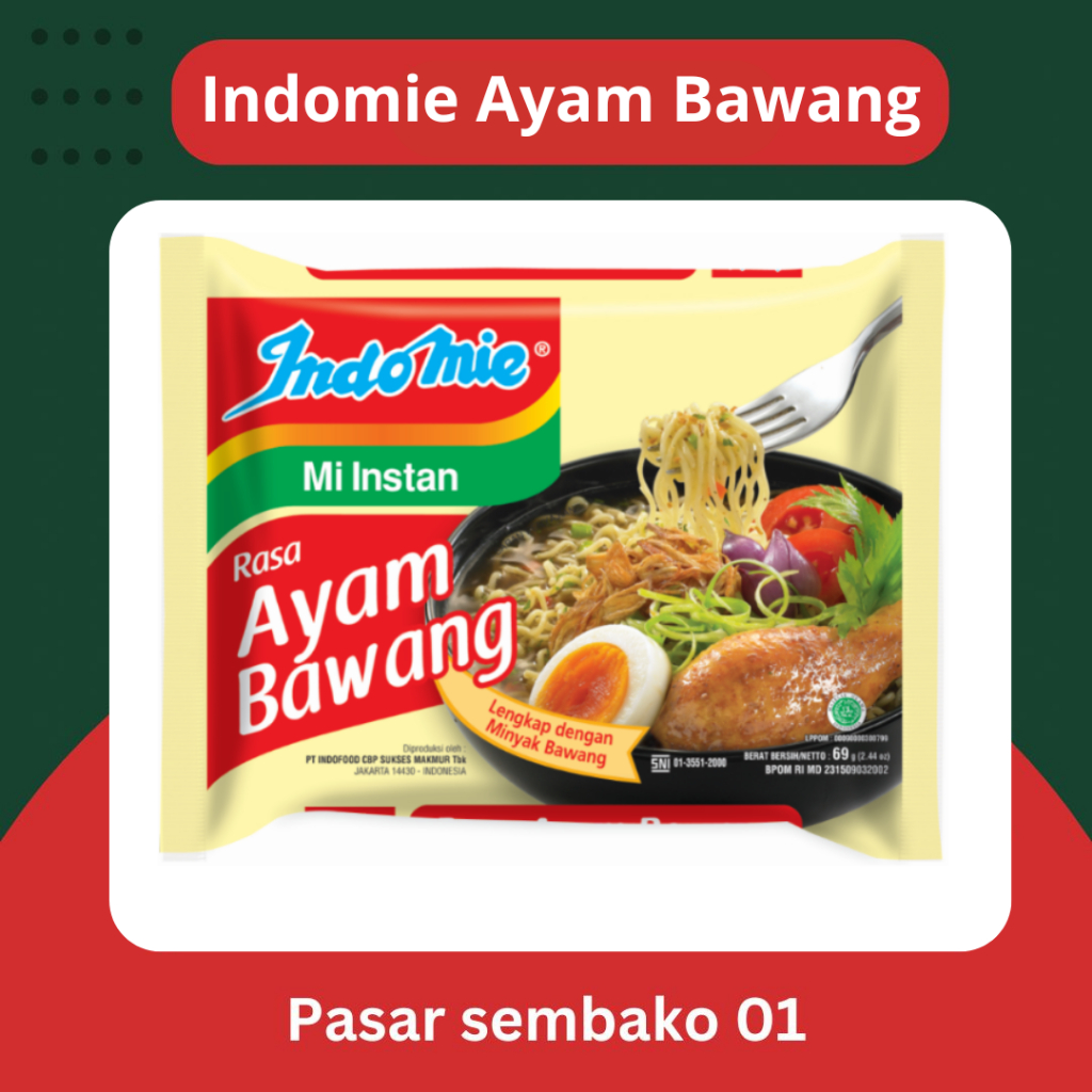 

Mie Indomie Rasa Ayam Bawang ECER SATUAN - Mi Instan Indomi Rasa Ayam Bawang ECER