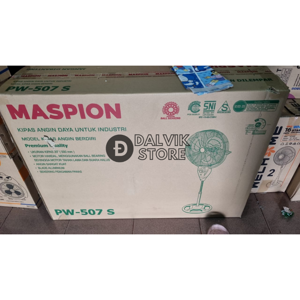 KIPAS ANGIN BERDIRI 20 INCH MASPION PW-507S KIPAS ANGIN DAYA BALING ALUMINUM
