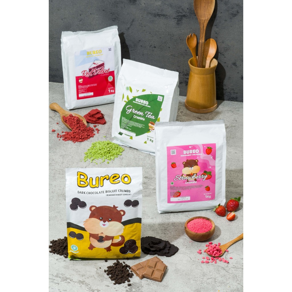 

Bureo crumble 1kg / Topping Kue / Topping Minuman / Topping Makanan (KASAR & HALUS)