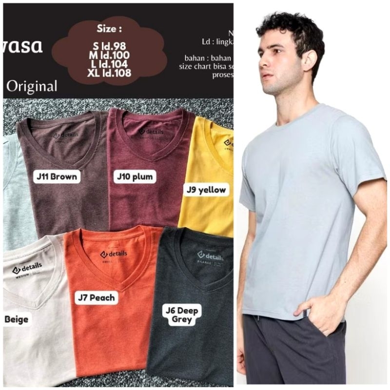 Kaos Oblong Cowok V Neck Kaos Lengan Pendek Cowok V Neck Details Polos