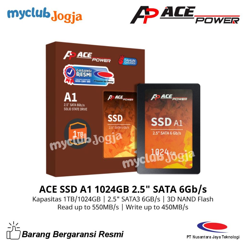 SSD SATA 1TB 1024GB | ACE POWER A1 1TB | 2.5" SATA3 6GB/s | SSD SATA Internal Laptop & Komputer
