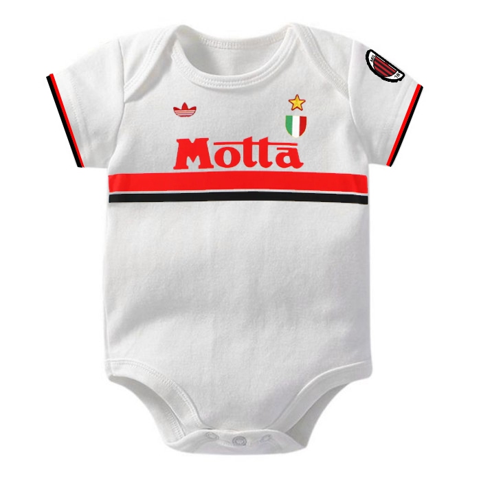Romper Baju Bayi Bola Jumper Jumpsuit Ac Milan Away Retro 1992
