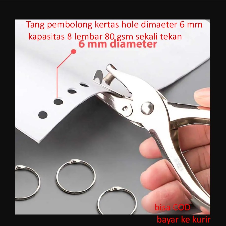 

Tang pembolong kertas hole dimaeter 6 mm kapasitas 8 lembar 80 gsm sekali tekan