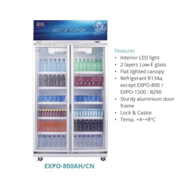 Showcase Gea 2 pintu expo 800 display cooler 800 liter