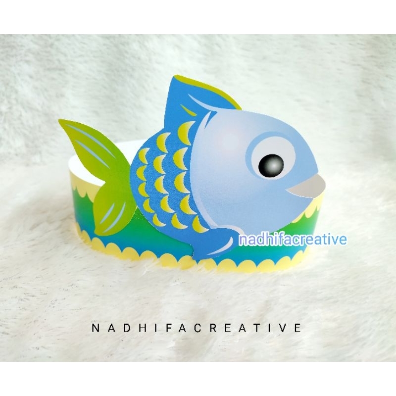 Topi Anak Gambar Ikan Warna Biru & Hijau Ready
