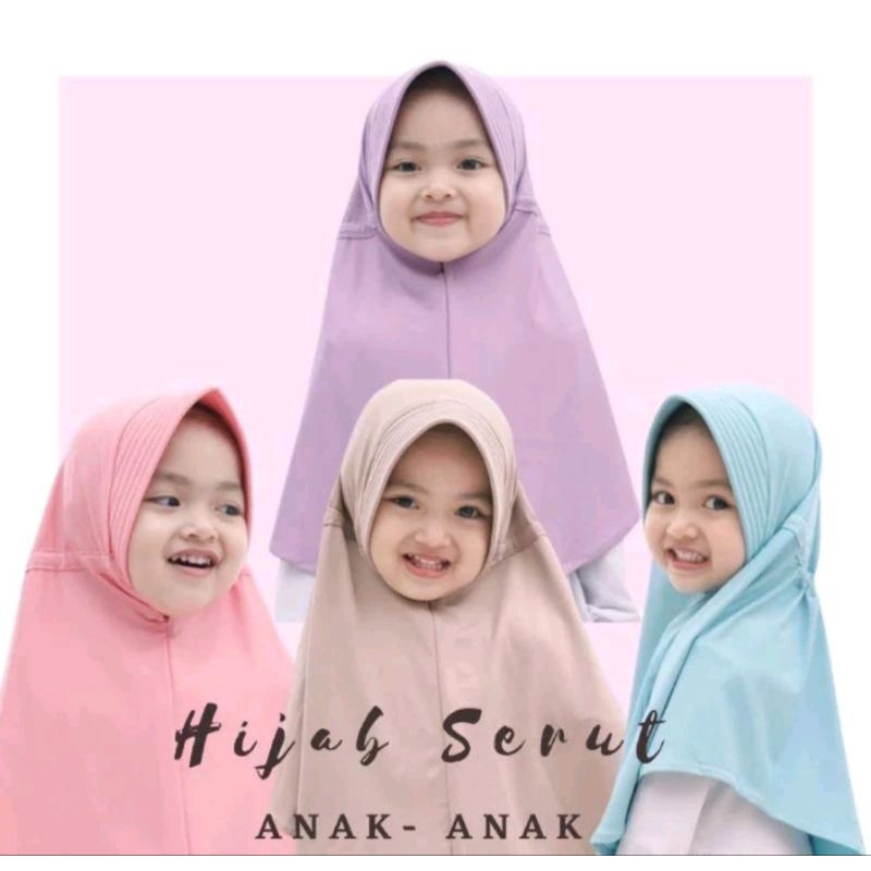 Kerudung tali serut anak Jersey premium // kerudung serut anak Jersey premium // kerudung bergo jers