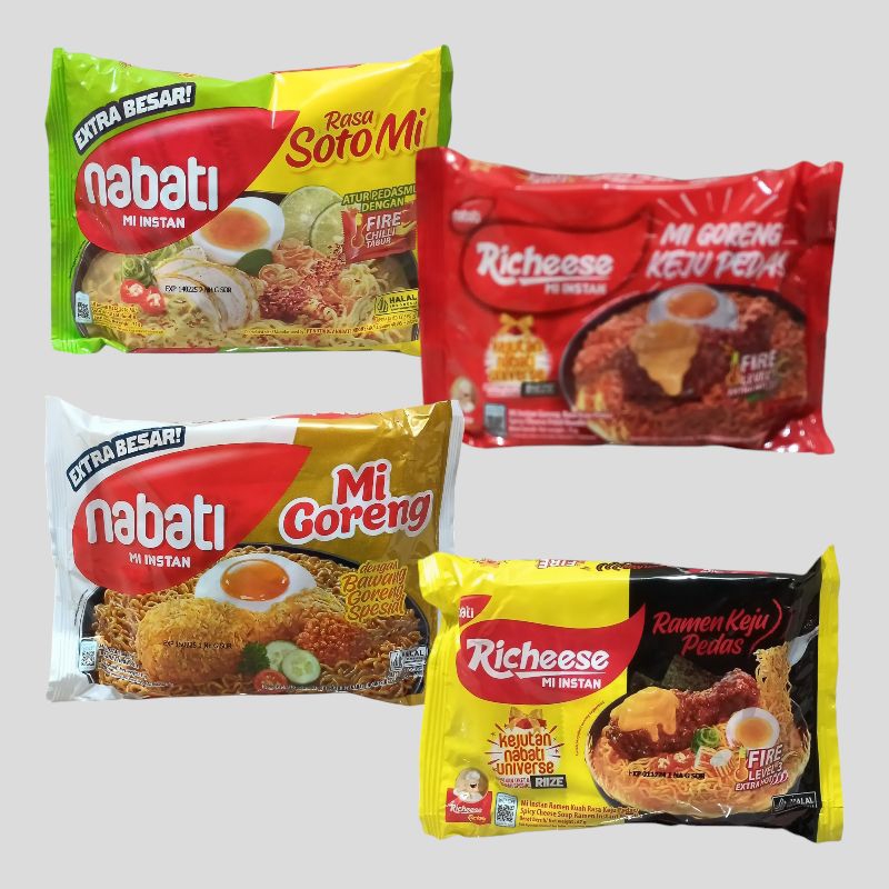 

NABATI Mie Goreng & Rebus Keju Ramen Pedas Level 3 Mie Instan 70gr