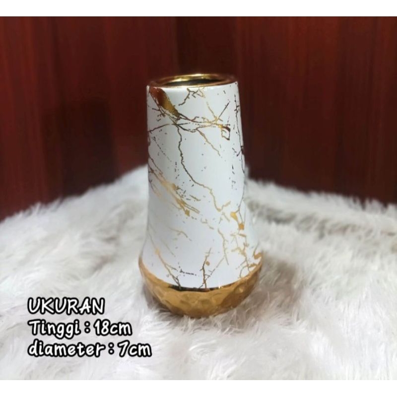 Vas Bunga Keramik Mewah Gold Emas Guci Keramik Dekorasi Rumah