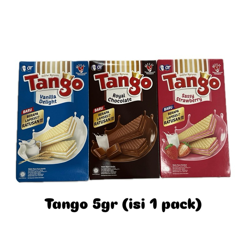 

Tango Wafer 5gr rasa Strawberry Vanilla dan Coklat 1 box isi 20