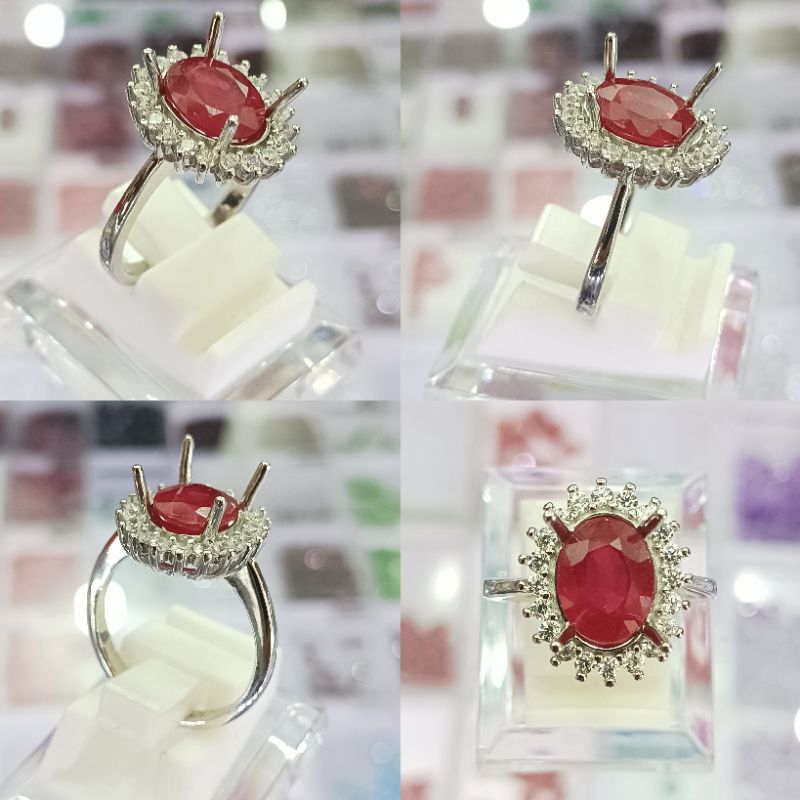 CINCIN WANITA PERAK LZZS 925 BATU NATURAL RUBY DI JAMIN ASLI ALAM 100 %