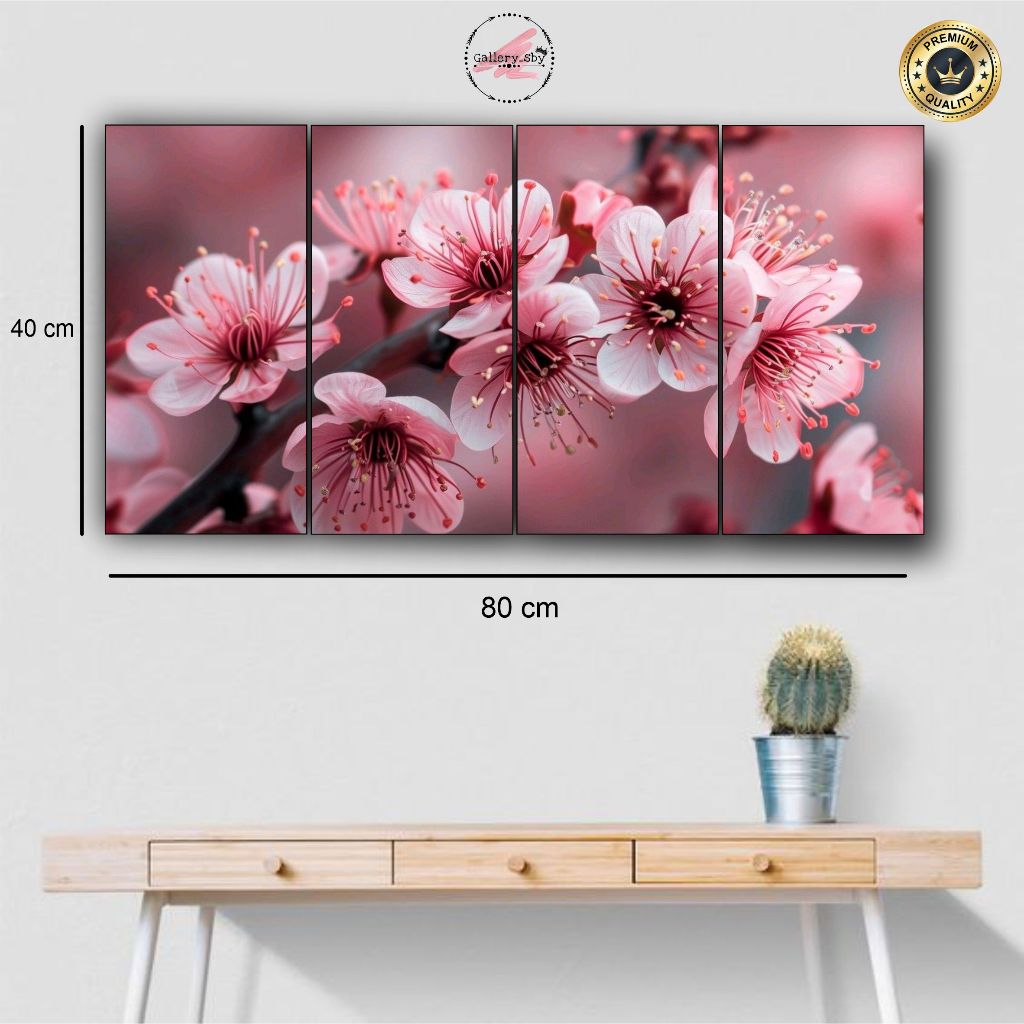Pajangan Dinding BUNGA SAKURA 1Set 80cm x 40cm Poster kayu