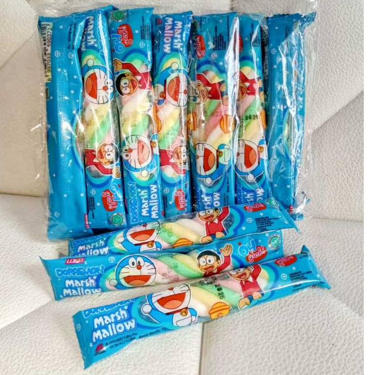 

SS - 20 Pcs Marsmallow Doraemon Kepang Ulir/ Permen Marsmallow Bulat Mini / Permen Doraemon