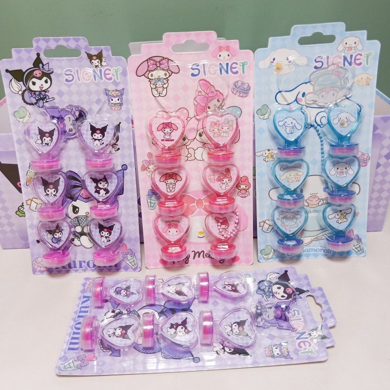 

Set Stempel Bentuk Love 1 Set isi 6pcs Motif Sanrio Kuromi Melody Cinnamoroll