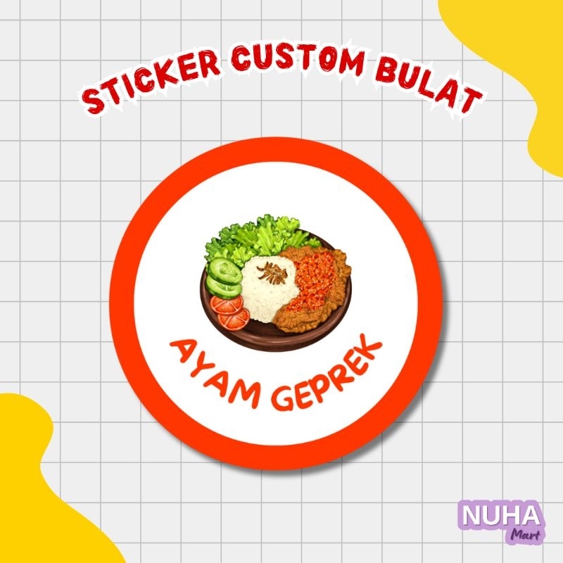 

Sticker Bulat Custom Bebas label sudah di cutting potong bulat