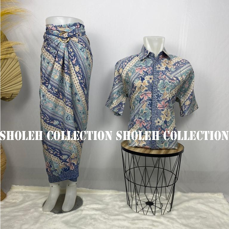 KLO SHOLEH KEBAYA-BAJU BATIK COUPLE KELUARGA-BATIK COUPLE LARAS BIRU KELUARGA-BATIK COUPLE