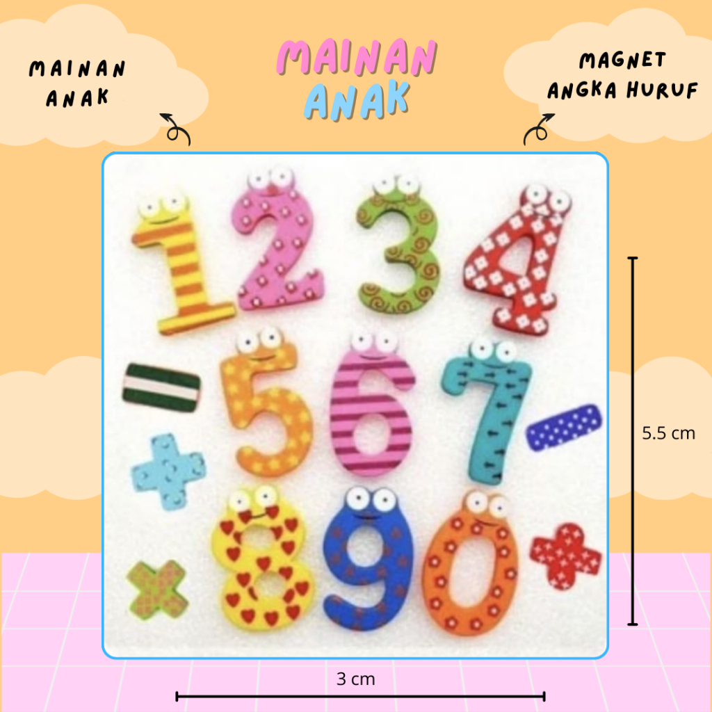 Mainan Anak / Magnet Angka / Hiasan Kulkas / Magnet Kulkas Alfabet / Magnet Angka