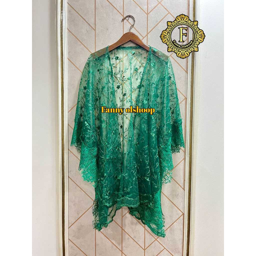 FREE ONGKIR OUTER CARDIGAN KEBAYA BRIDESMAID BAJU KONDANGAN TILLE MIX BROKAT RENDA CANTIK PUTIH