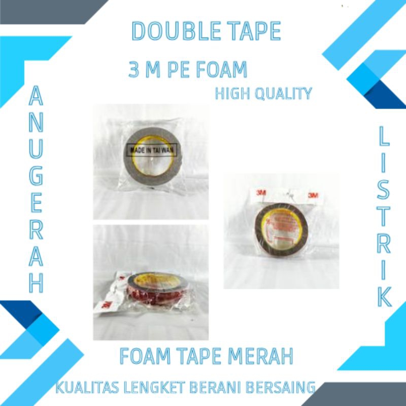 DOUBLE TAPE 3M MERAH PE FOAM SUPER KUAT DAN LENGKET