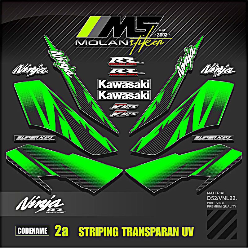 Decal Sticker Striping Variasi Transparan Uv Ninja Rr Old 150 2Tak 2006-2011 Transparan Ninja Rr Old