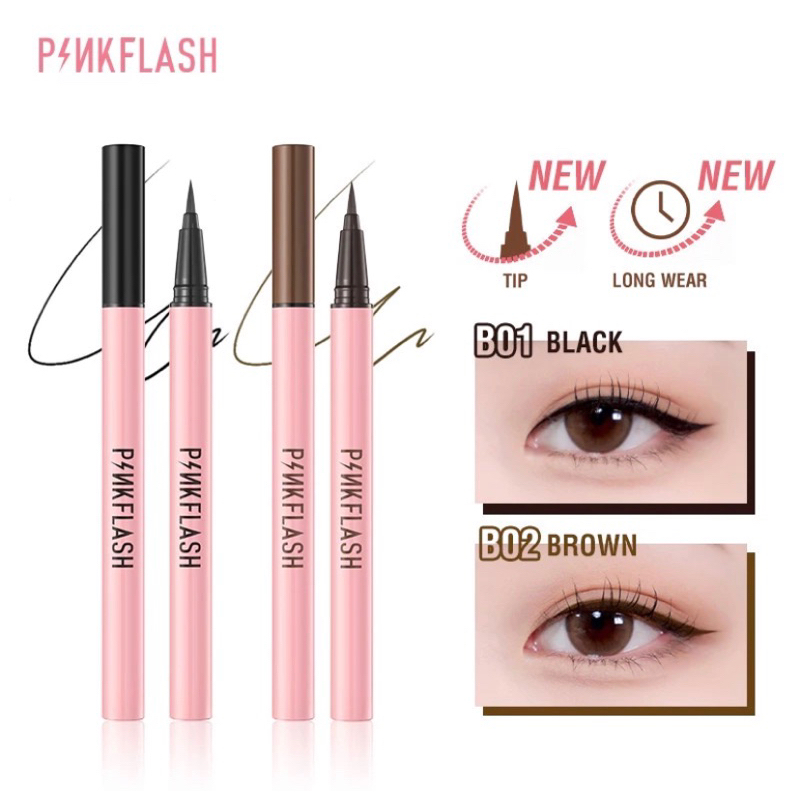 

[READY] PINKFLASH Waterproof Liquid Eyeliner Pencil 24 jam Long Wear Quick Dry Smudge-proof Anti-transfer Pensil Eyeliner Cair PF-E01