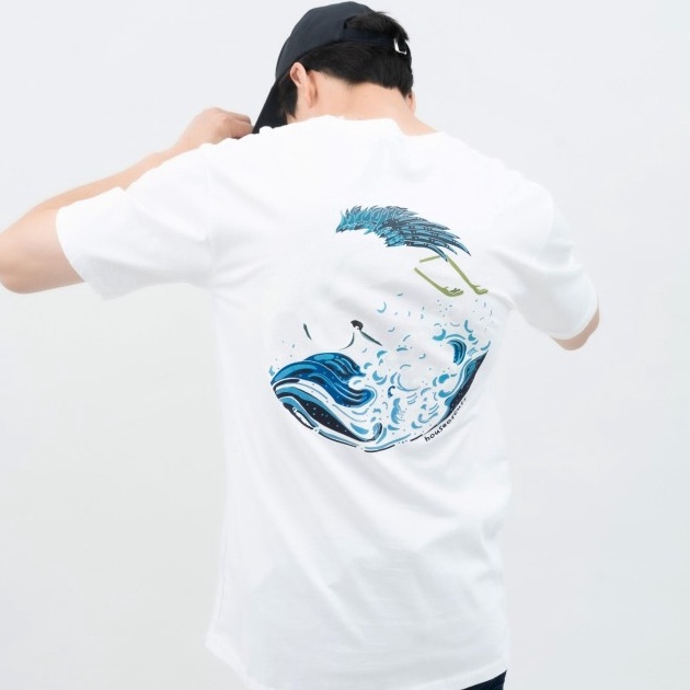 Houseofcuff Tshirt Kaos Putih Motif Bangau Laut Tersedia Size S4XL  S