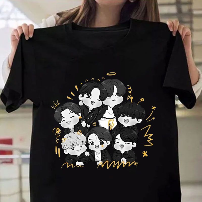 Kaos Kpop BTS BT21 CHIBI Anak Remaja Dewasa Oversize Lengan Pendek Jumbo Wanita Baju Kaos BT21 BTS C