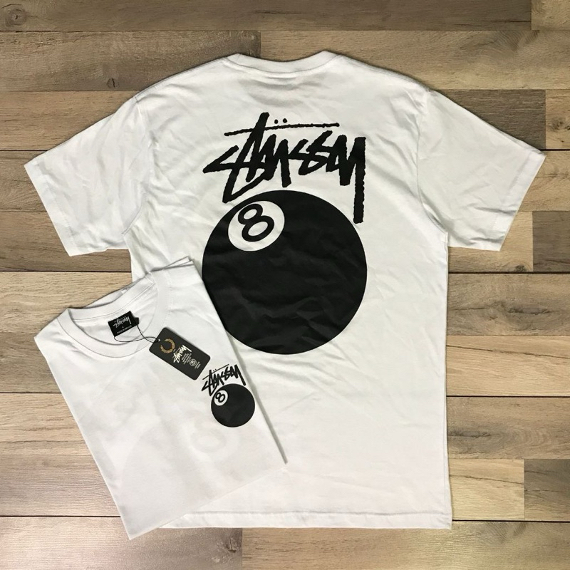 T- SHIRT STUSSY 8 BALL WHITE PREMIUM