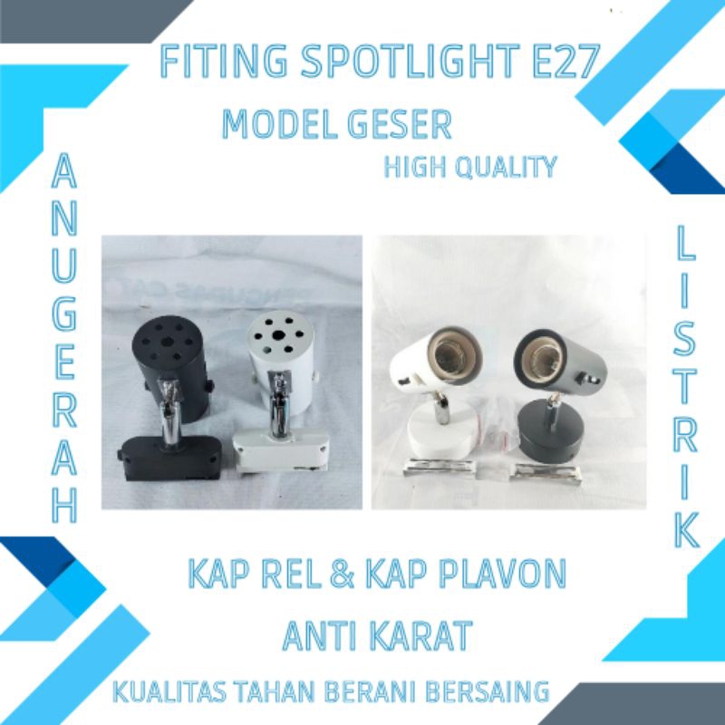 KAP LAMPU SOROT E27 UNIVERSAL SPOTLIGHT E27 LUBANG 5CM PLAFON TEMPEL