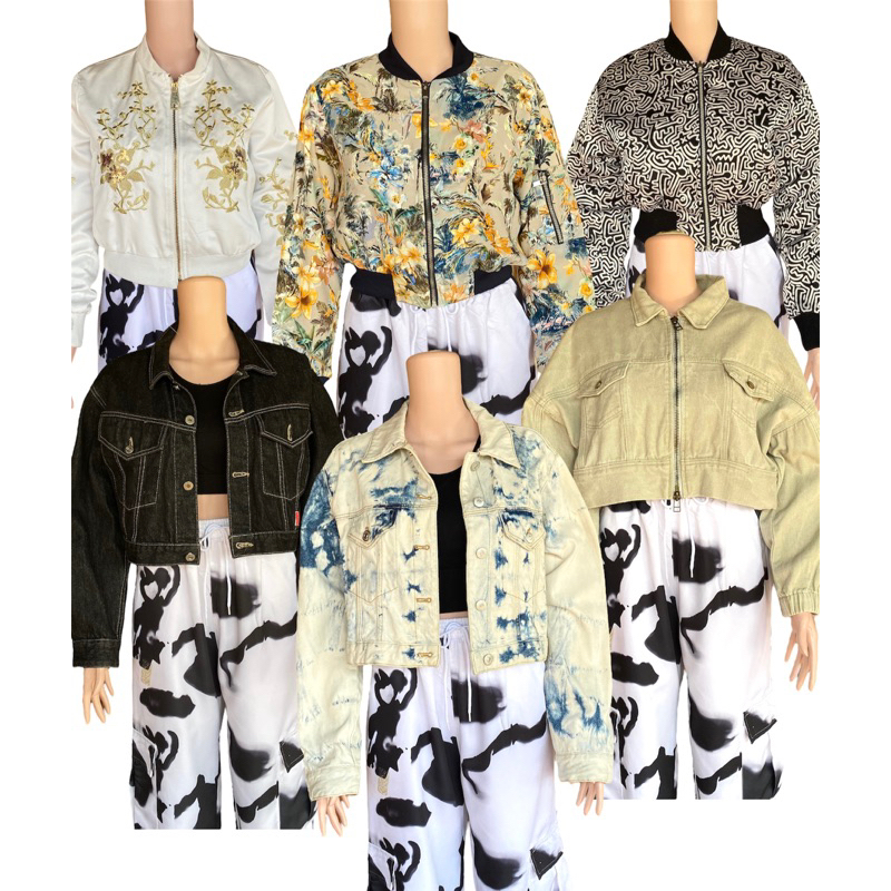 JAKET DENIM MIX BOMBER DAN CROPTOP