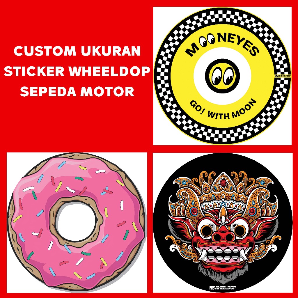 Custom Ukuran Diameter Sticker Wheeldop Sepeda Motor Mobil
