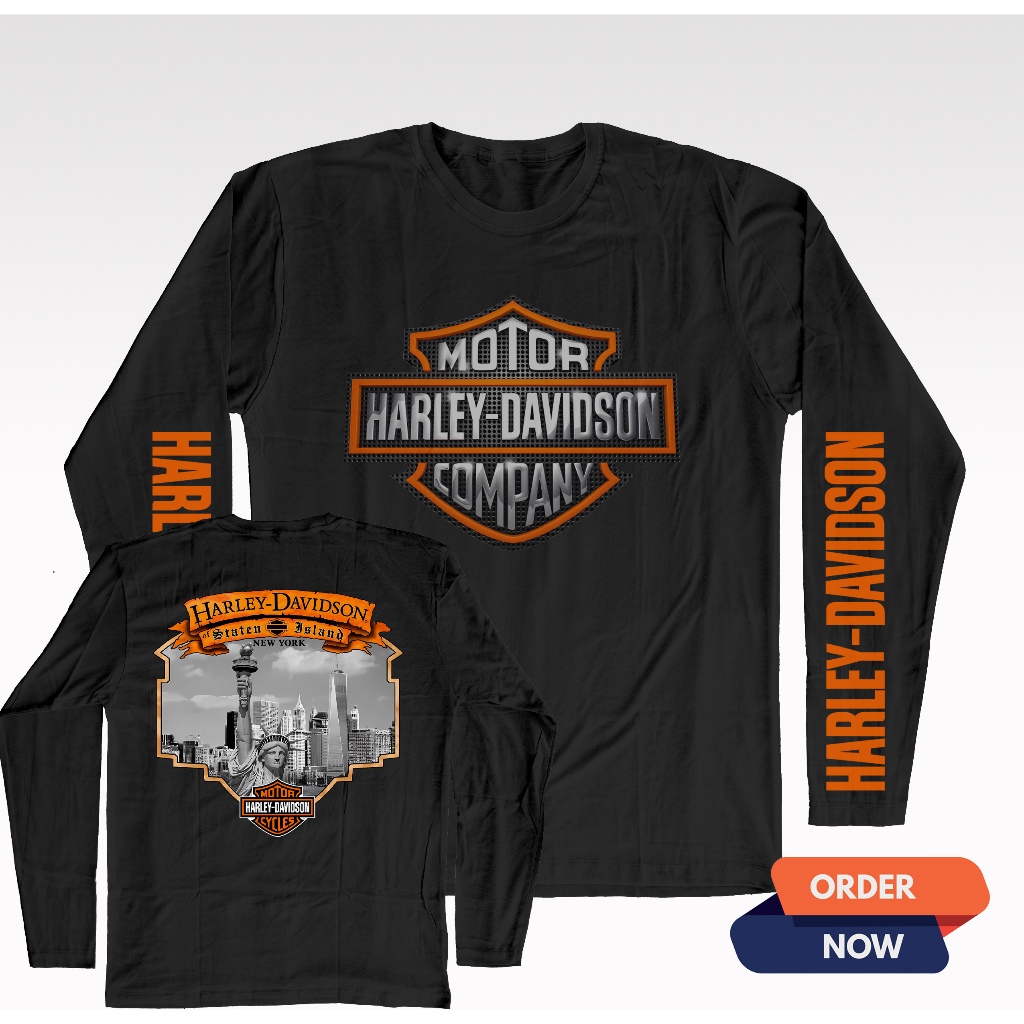 kaos lengan panjang harley davidson american pride baju atasan t=shirt premium cotton cod terlaris t