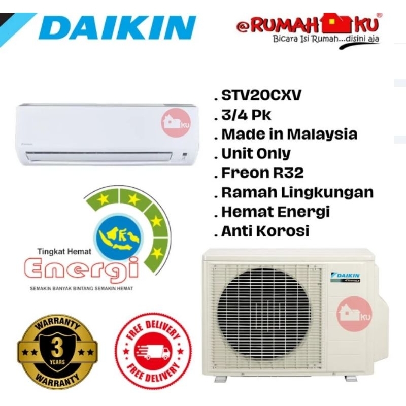 AC 3/4 pk + PASANG Berbagai Merk - Ukuran 15m²  - Ready Bangka &Belitung