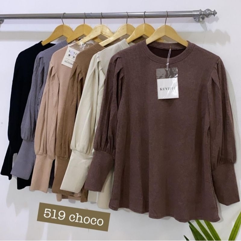 kaos lengan balon kuyifei | blouse rajut import kuyifei | atasan rajut kuyifei | blouse knit import 