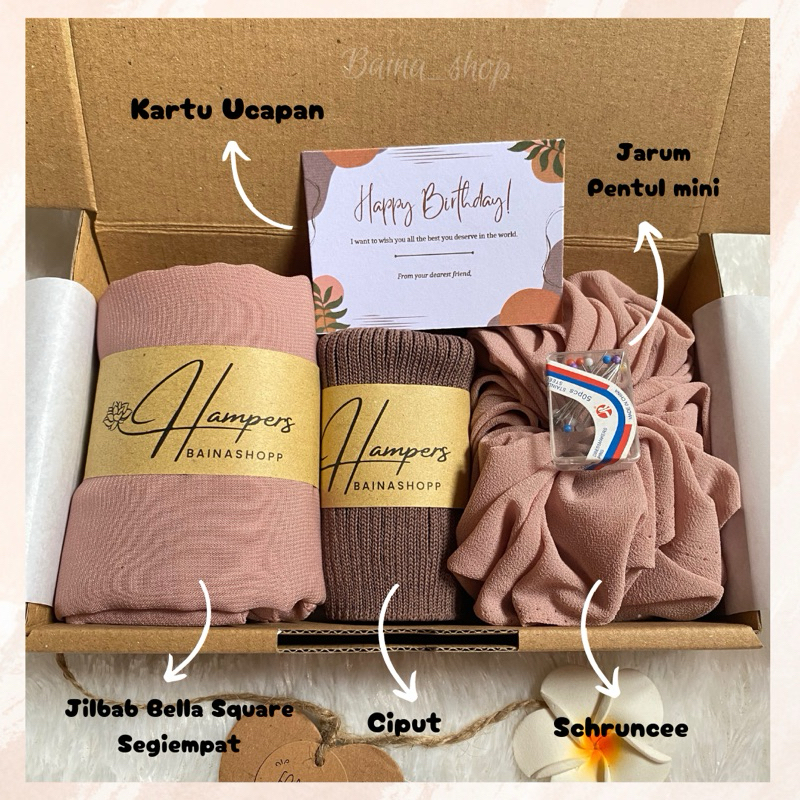 HAMPERS CEWEK GIFT BOX HIJAB MUSLIMAH KADO UNTUK CEWEK KADO ULTAH KADO BESTI HADIAH ULANG TAHUN HAMP
