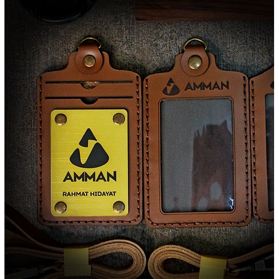 

ID CARD HOLDER ASLI KULIT FLIP MAGNET PLAT GOLD