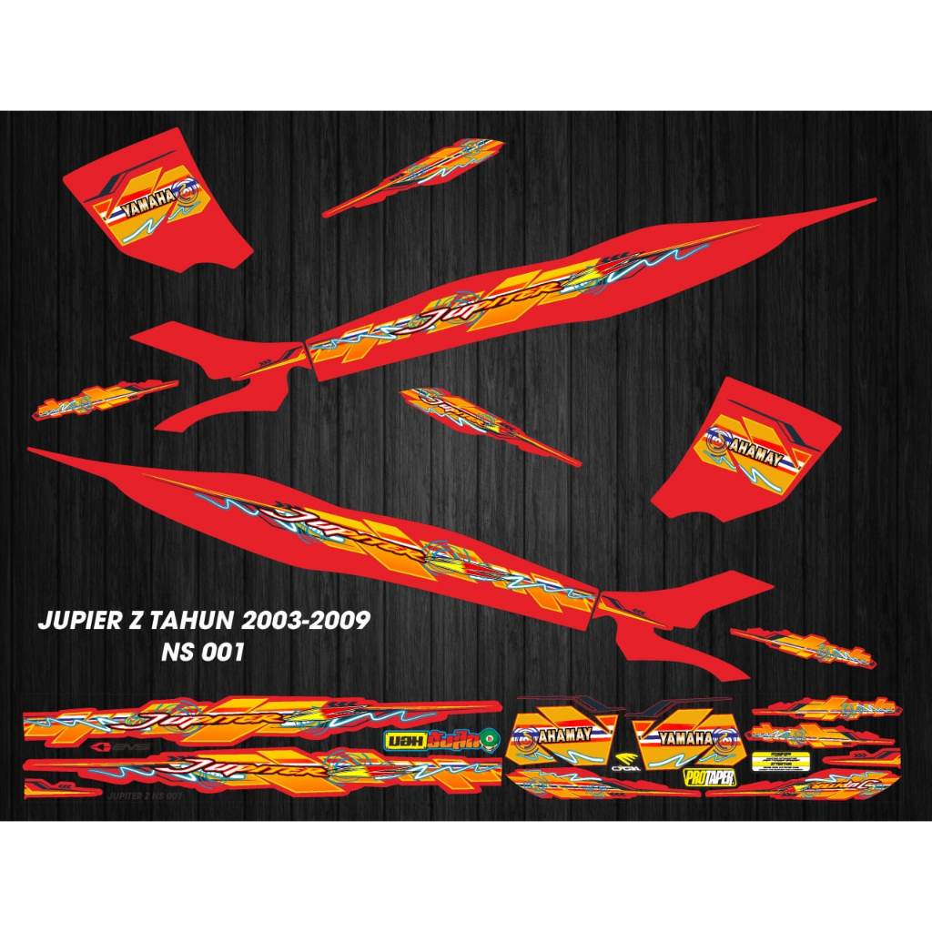 STIKER STRIPING VARIASI MOTOR YAMAHA JUPITER Z LAMA BURHAN TAHUN 2003-2009 GRAFIS MOTIF 001