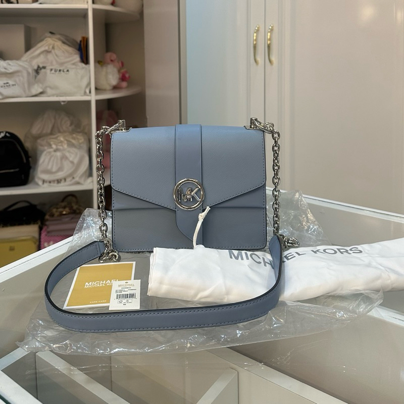 MK Michael Kors Authentic Small Conv Xbody Pale Blue Sling Bag Branded Preloved