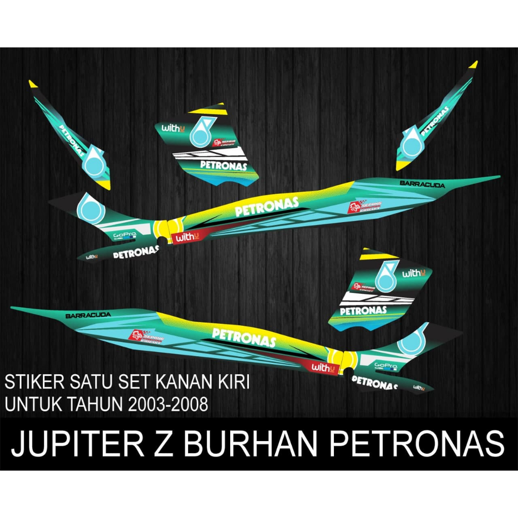 STIKER STRIPING VARIASI MOTOR YAMAHA JUPITER Z LAMA BURHAN TAHUN 2003-2009 GRAFIS MOTIF PETRONAS