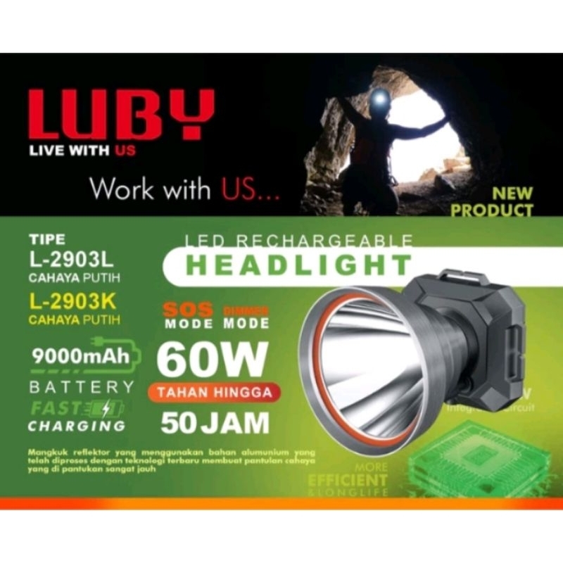 SENTER KEPALA LUBY L-2903  60 WATT