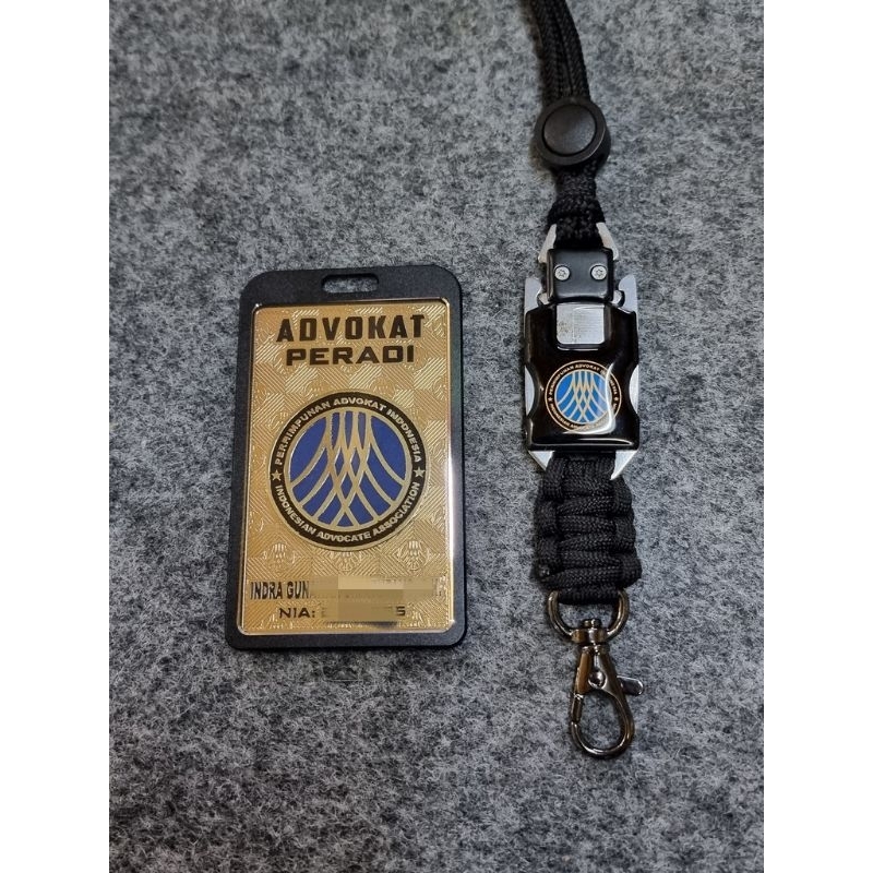 

Lanyard ID Card + ID Card Bahan Plat Kuningan Logo Costum