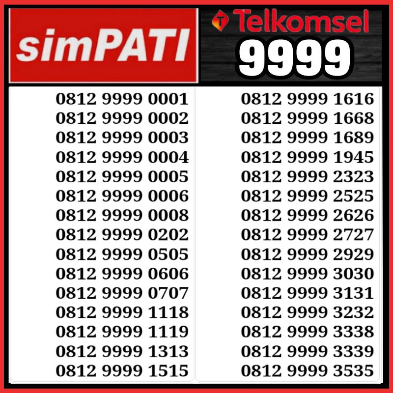 nomor cantik telkomsel 9999