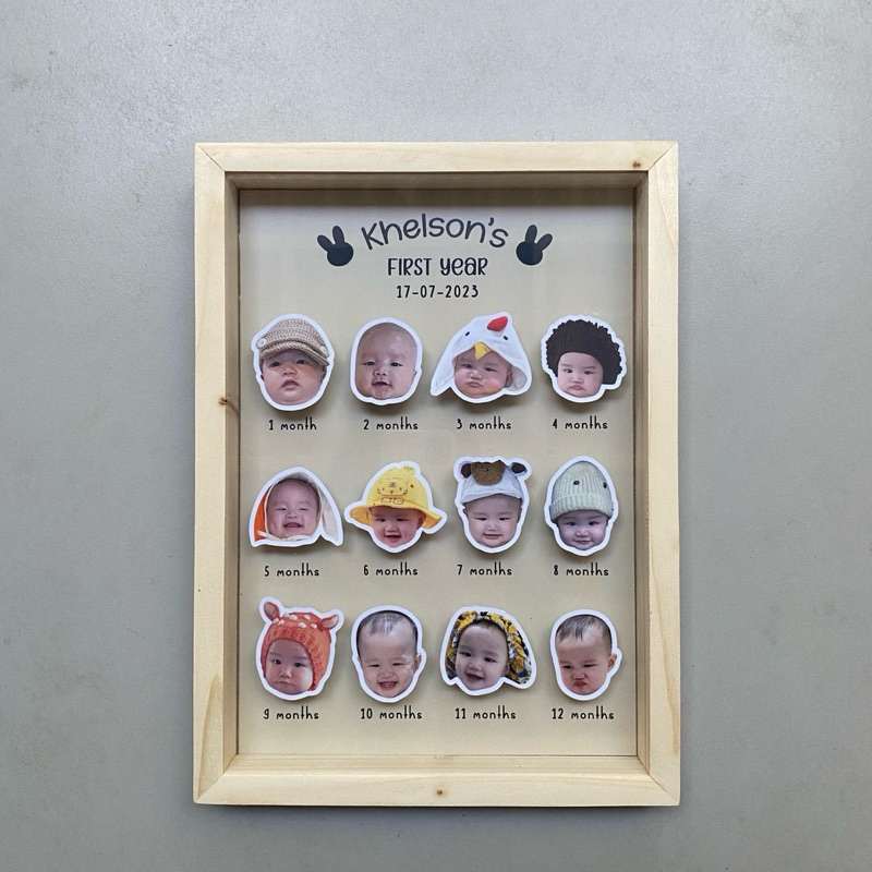 Milestone baby 1month-12months / first year baby / frame pigura / foto bayi /scrapbook bayi / foto b