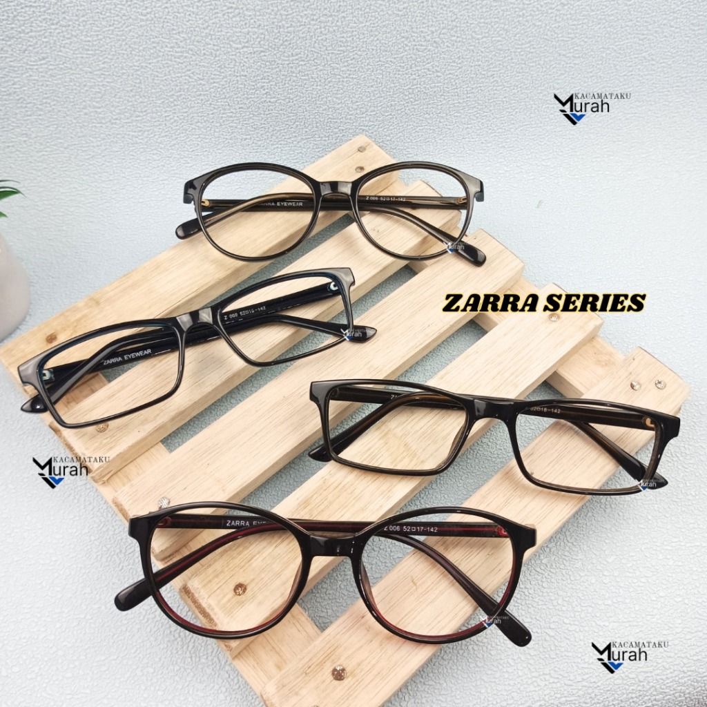 Kacamata Zarra Series // Kotak // Bulat // Tipis // Pria Wanita // Muka Bulat