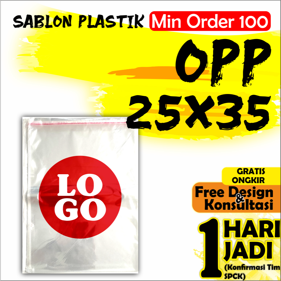 

SABLON PLASTIK OPP 25X35 dgn perekat untuk baju hijab FREE DESIGN custom packing kemasan uk 25 35