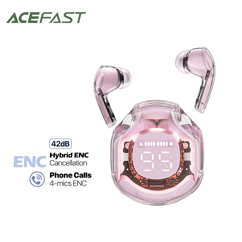 ORI ACEFAST T8 Earphone ENC Noise Cancellation LED digital display 10+6mm Dual Moving Coil Loud