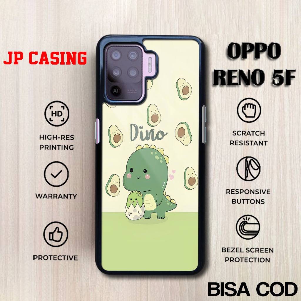 Case Oppo Reno 5F Terbaru - Oppo Reno 5F - Motif Dino Cute - Bahan Hardcase Softcase Premium Glossy 